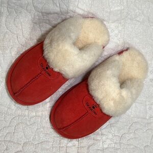 Red Shearling Lined Slippers